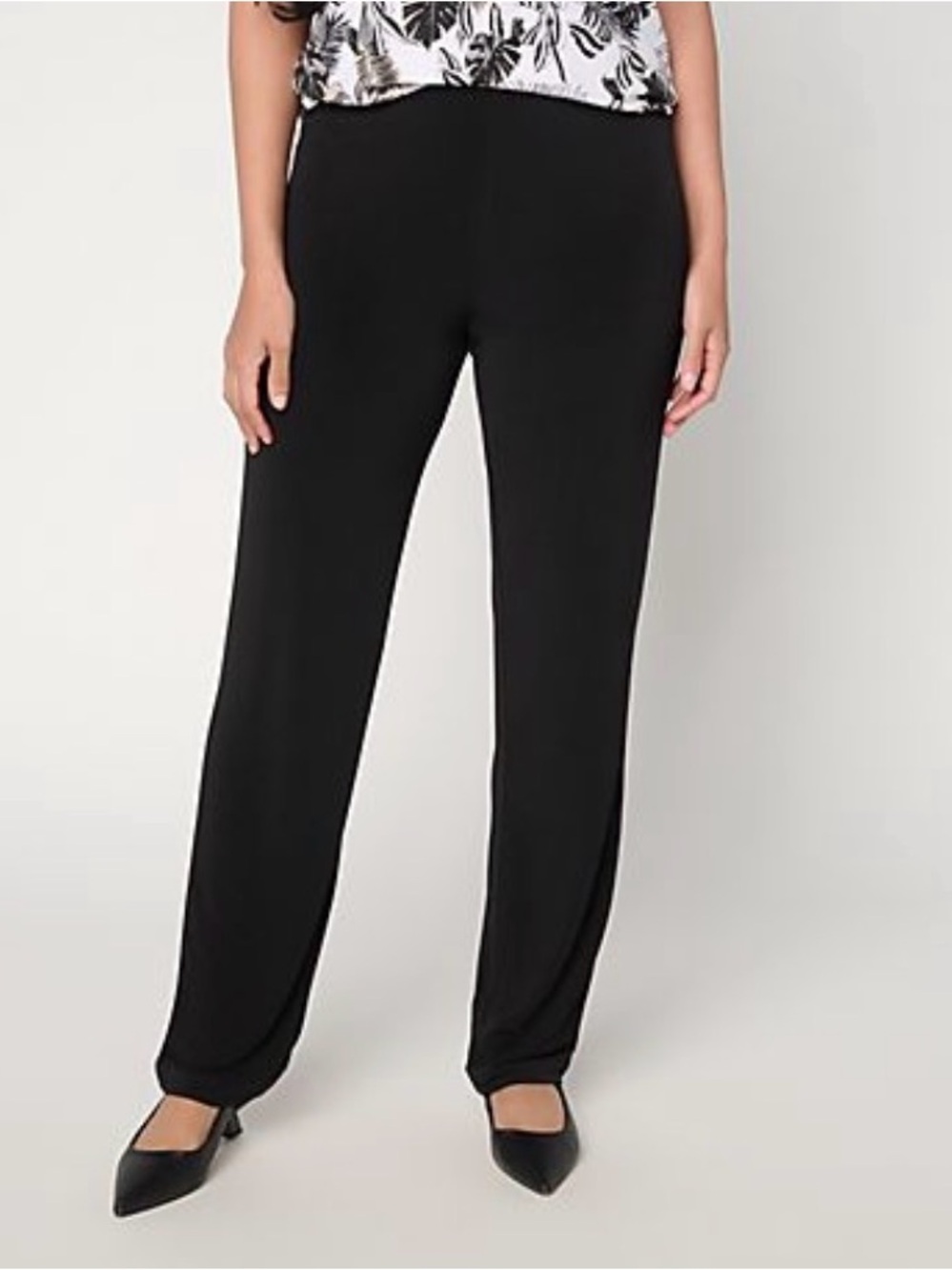 Small Susan Graver Essentials Black Liquid Knit Straight Leg Pants